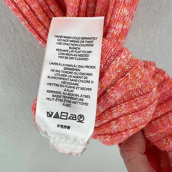ANTHROPOLOGIE Shirt Womens XS Orange Pink High Neck Knitted Tank Ribbed Racer - Picture 11 of 12